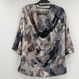 CO Collections Womens 100% Silk Gray Tunic/Blouse Cocktail Size XS